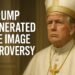 Donald Trump portrayed as the Pope with bold text reading “Trump AI-Generated Pope Image Controversy”