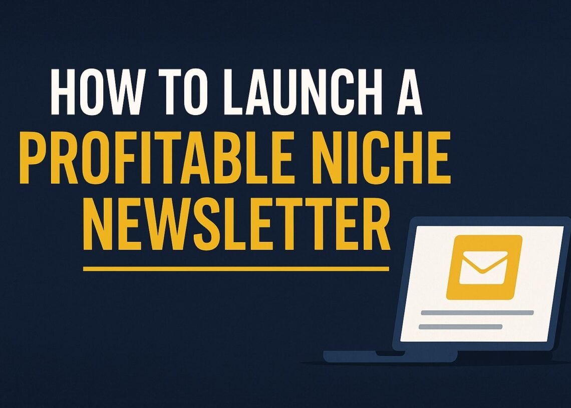 How to launch a profitable niche newsletter with email icon on laptop screen