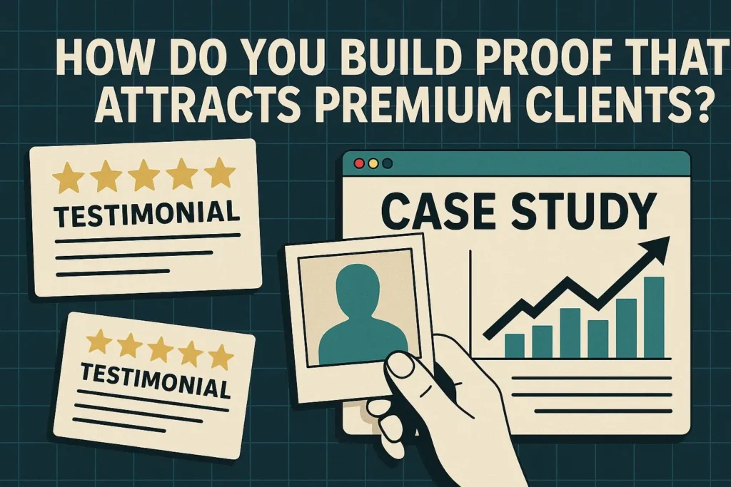 Visual concept of building proof and trust in high-ticket coaching