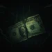 Dark dystopian dollar bill with secret symbols revealed, symbolizing the hidden power of money