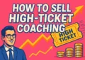 High ticket coaching business concept with digital interface and growth metrics