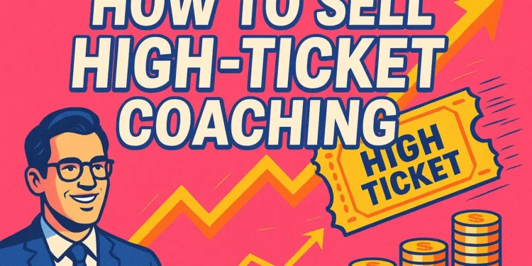 High ticket coaching business concept with digital interface and growth metrics